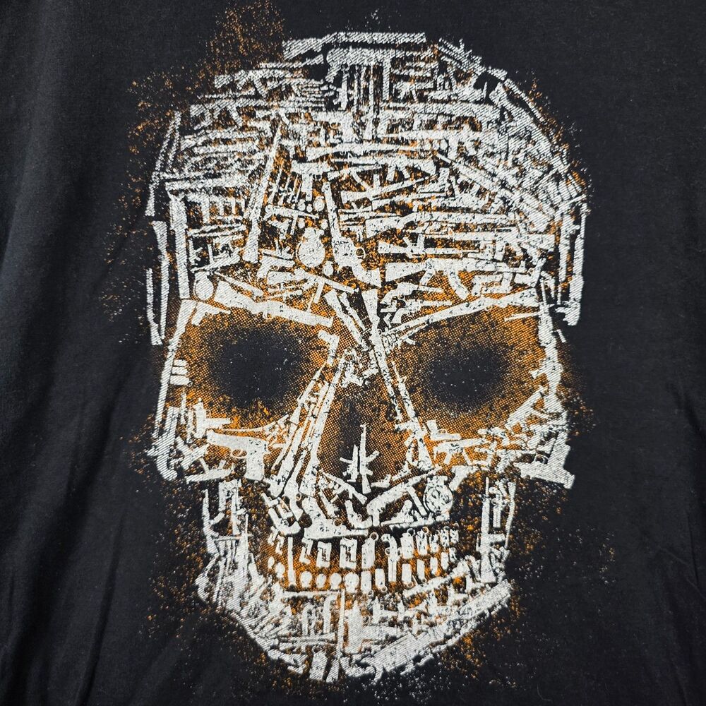 Grunt Style Men's Graphic T-Shirt Black Orange Skull Size XL - Picture 2 of 9